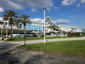 large white building hosting the NAFEM 2019 show in Orlando florida